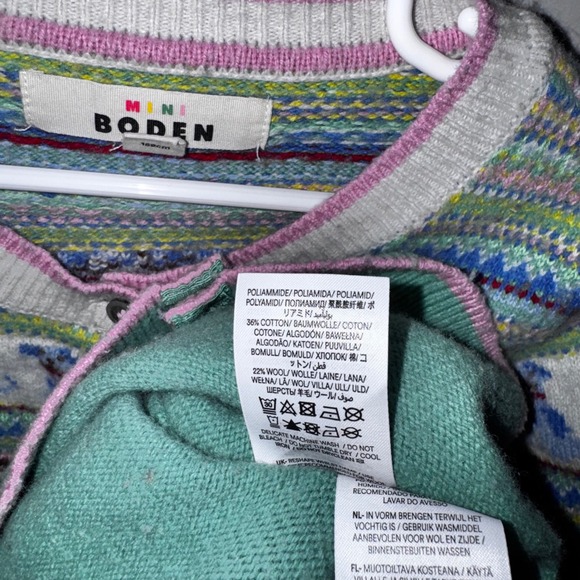 Mini Boden Girls Dog Fair Isle Knit Cardigan Green Pink 11-12Y Wool Blend Read! - Picture 5 of 9